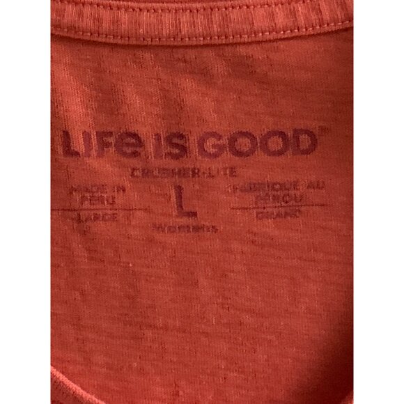 Life Is Good Womens Be Kind Coral Graphic T-Shirt L 100% Cotton Short Sleeve - Picture 4 of 7